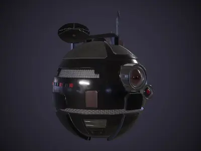 DDB2B spacecraft with radio antenna Low-poly 3D model