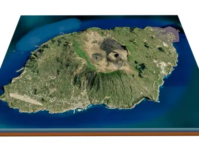 Oshima island 3d model terrain Low-poly 3D model