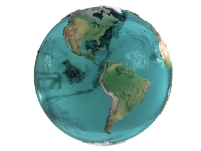 Earth Water 3D Globe No Cloud  Low-poly 3D model
