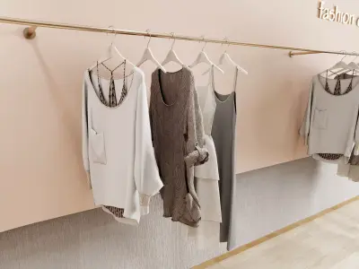 Modern live broadcast room clothing store Low-poly 3D model