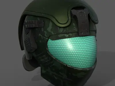 Helmet scifi military combat 3d model low poly  Low-poly 3D model