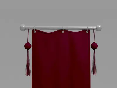 Flag 3d maroon curtain with tassels 3D model