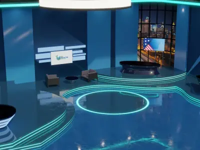 Virtual TV News Talk Show Studio 3D model
