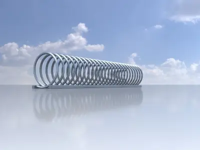 Spiral-shaped bicycle stand made of aluminum Low-poly 3D model