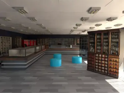 Pharmacy Interior Low-poly 3D model