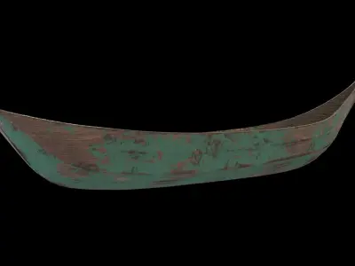 old wooden stylized boat low poly Low-poly 3D model