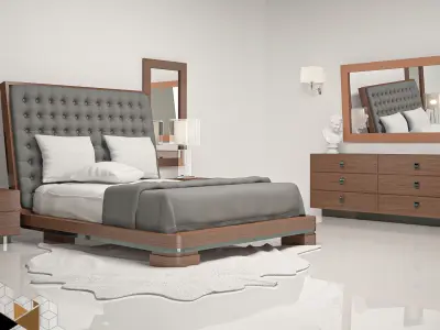 Giorgio sunrise Bed Set with Dressing Mirror 3D model