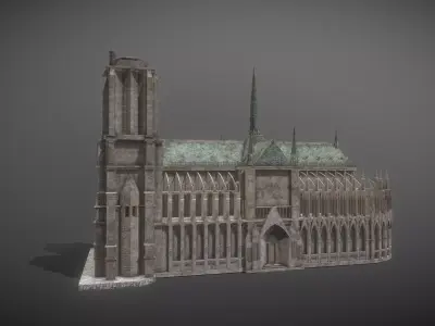 Famous French Buildings Low-poly 3D model