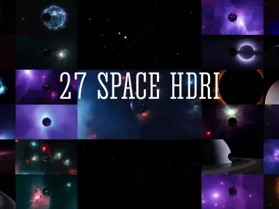 27 Space realistic HDRI Sci-fi 3D Model full pack Low-poly 3D model