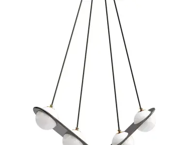 ANGLE pendant light with four balls hanging from it 3D model