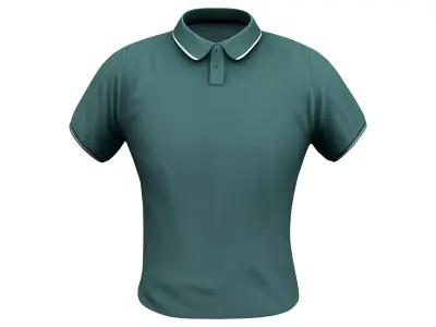 Men Green Polo Neck Shirt Low-poly 3D model