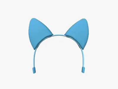 Furry Ears Tiara B03 Blue - Headband Character Design Low-poly 3D model