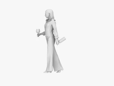 Woman drinking wine 3D print model