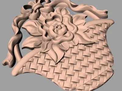 Bed door flower 3D relief STL model for CNC engraving E529 3D model
