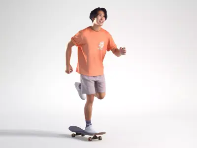 Man Casual Skating Street Low poly Chris 2311 3D model