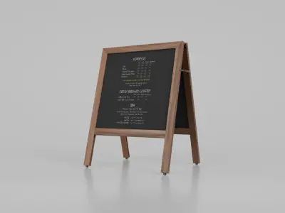 Customizable Square Wooden A-Frame Chalkboard Sign Low-poly 3D model