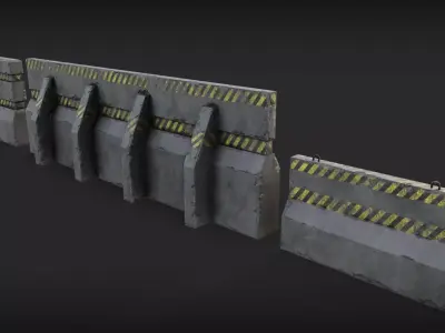 Concrete Barricades Barrier Low-poly 3D model