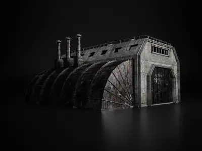 INDUSTRIAL SCIFI BUILDING 01 Low-poly 3D model