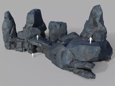 Mountain cliff Rocks - 3D Models PBR Pack 07 Low-poly 3D model