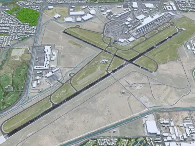 Adelaide Airport 10km Low-poly 3D model