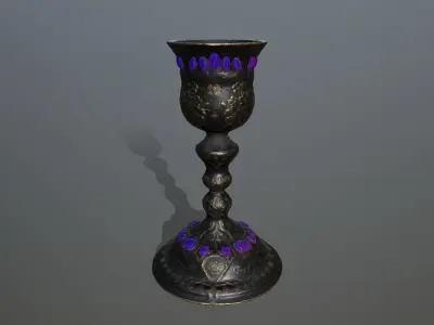 Chalice 3 silver and goblet Low-poly 3D model