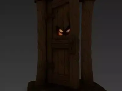 The Haunted Door  Spooky Halloween 3D Model 3D print model
