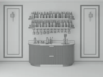 Home bar corner and coffee corner  3D model