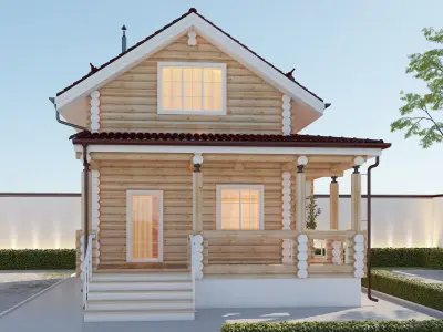 Log Home Europe Low-poly 3D model