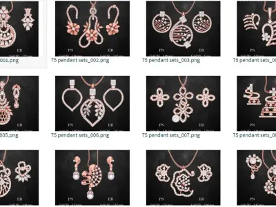 75  Italian High Jewelry Pendant earrings set 3D print model