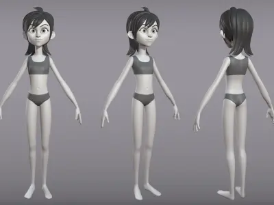  Male and female cartoon characters base mesh 