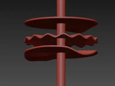 Needle Pendant Light in Porcelain and Brass 3D model