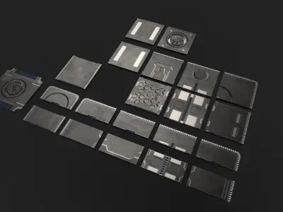 Modular Sci-fi floor set Free low-poly 3D model