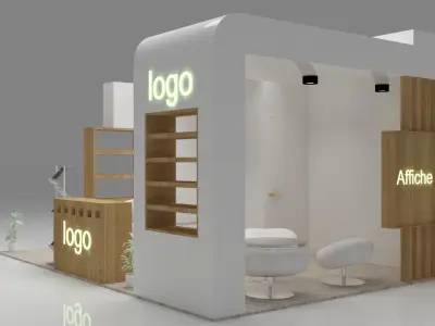 stand 5 exhibition with logo 3D model
