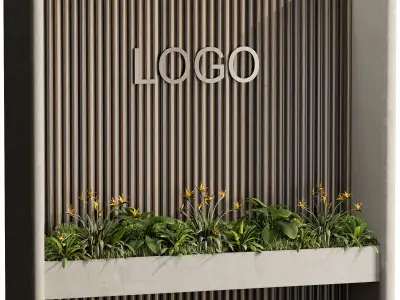 Wall with plant 06 3D model