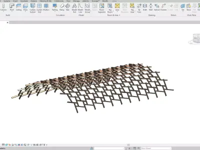 Pavilion 3d Model computer screen showing wire mesh 3D model