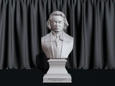Ludwig van Beethoven Bust file STL-OBJ for 3D printing 3D print model