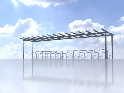 Bicycle parking with glass roof version 3 Low-poly 3D model