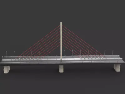 Single suspended bridge 3D model