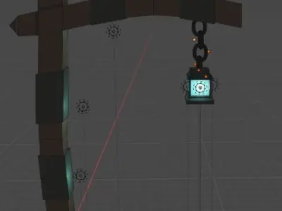 Medieval Street Light Low-poly 3D model