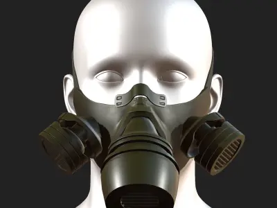 Gas mask respirator military combat  Low-poly 3D model