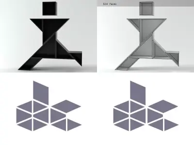 Tangram logo design for furniture company 3D model