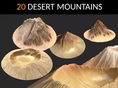  Desert Mountains Collection Low-poly 3D model