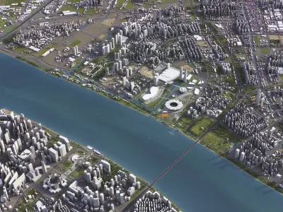 Hangzhou - 3D City Model Low-poly 3D model