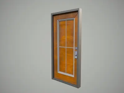 wooden door Low-poly 3D model 21