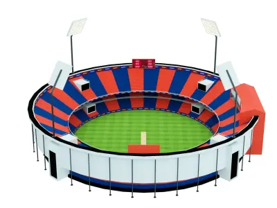 Cricket Stadium Low poly Game Ready Low-poly 3D model