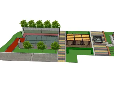 park along pargola landscape sketchup model 3D model