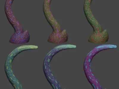 Long Alien Tentacle Rigged Low-poly 3D model