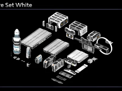 Modular Space Platform Kit Low-poly 3D model