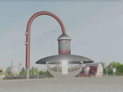  Street Light -7- Red Version - For Walls Low-poly 3D model