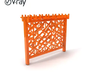 Wooden Lattice Fence Model Pack for Gardens and Exterior Design Low-poly 3D model